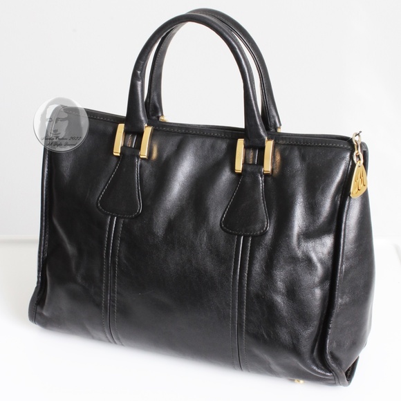 Morris Moskowitz Tote Bag Black Leather Satchel Retro Vintage 60s Handbag - Picture 7 of 13